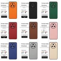 Genuine Leather Full Cover for Honor Magic 4 Pro: Cowhide Litchi Pattern Ultimate Edition Case Magic3 Pro brown