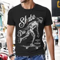 Men T-shirt Men's T-shirts Skeleton Skateboard Pattern Summer Outfit Fashion Hot Tops Street Short Sleeve 2022 New O Neck Luxury 4XL pilka