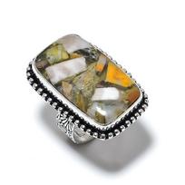 Bumblebee Jasper Gemstone Handmade 925 Sterling Silver Jewelry Ring Size 7 s4O51 gray