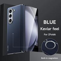 Carbon Fibre Pattern Hard PC Hinge Protection Phone Cover for Samsung Galaxy Z Fold 6 5 4 Magnetic Magsafe Case For Galaxy Z Fold 4 mėlyna