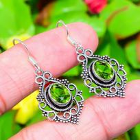Peridot Gemstone Handmade 925 Sterling Silver Jewelry Earring 1.69  r9w00 green
