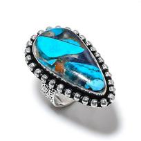 Spiny Oyster Gemstone Handmade 925 Sterling Silver Jewelry Ring Size 6 V2v02 blue