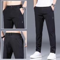 Men'S Youth Casual Pants Slim Fit Elastic Spring/Summer Versatile Straight Leg Pants For Men 28 juoda