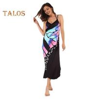 Beach Cover Up Dress Sling Sleeveless Butterfly Print Colorful Pattern Spaghetti Straps Halloween Bikini Wrap Swimwear Cover up S geltona