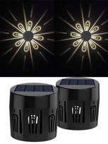 Solar Lights Outdoor Shadow Wall Lamp Rechargeable Warm White RGB LED Fence Light ABS Shadow Projector Lamp for Home and Garden warm light-2pcs
