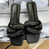fashion 2024 Summer Slippers Women Brand Designer Cross Tassels Outdoor Beach Slides Non Slip Soft Sole Zapatos Mujer Lady Flat Shoes 36 juoda