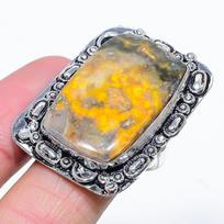 Natural Bumblebee Jasper Gemstone 925 Sterling Silver Gift Ring Size 6 c4E38 yellow