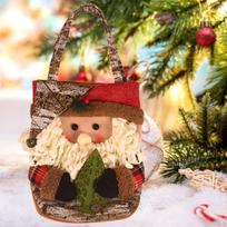 Kalėdinis dovanų maišelis saldainių dekoracija maži maišeliai daugkartinio naudojimo vakarėlio reikmenys rankinė Santa Claus Pattern beige