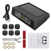 Automobilių saulės energija TPMS Automobilių elektra LCD spalvotas ekranas išorinis jutiklis padangų slėgio stebėjimo sistema 6 vnt / rinkinys Padangų slėgio stebėjimo diapazonas