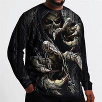 Men's Plus Size T shirt Tee Big Tall Graphic Crew Neck Print Long Sleeve Spring  Fall Fashion Streetwear Casual Sports Tops 6XL black
