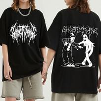 GhosteUnisexe grafiniai marškinėliai Madingi hiphopo metalo roko gotikos marškinėliai Streetwear plius dydžio marškinėliai unisex 4XL