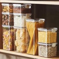 Sandariai plastikinė maisto laikymo dėžutė Grūdų saldainių džiovinti stiklainiai su dangteliu šaldytuvas laikymo bakas Talpykla namų apyvokos reikmenys virtuvės organizatorius 460ml balta