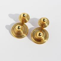 Jewelry Coil Spring Round Exaggerated Earrings Trendy Cool Personality Water Ripple Ball Stud Earrings 649 auksas