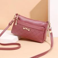 Madinga moteriška „Bowknot Design“ PU odinė rankinė Maži pečių krepšiai Aukštos kokybės „Crossbody“ krepšys 24x8x14cm rožinė
