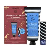 Apivita Hypericum Hand Cream 50ml Lip Balm 4.4g Set 2 Pieces blue