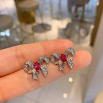 S925 Silver Needle Princess Butterfly Micro Inlaid Color Treasure Women'S Stud Fashion Ol Jewelry gray
