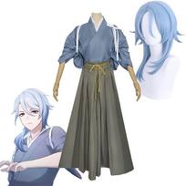 Kamisato Ayato Cosplay Costume Unisex Kendougi and Hakama Game Character Wig Accessories L-(Costume+Wig)