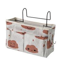 Hanging Basket Dormitory Bedside Storage Rack Large Capacity Bedroom Bed Beside Multipurpose Storage Bags Home Hangings Bag pink clouds gray