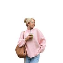 Autumn And Winter Fashion Long Sleeve Round Neck Pink Loose Casual Pullover Long Sleeve Sweater L rožinė
