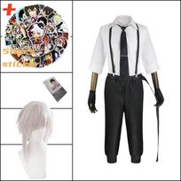 Anime Bungo Stray Dogs Atsushi Nakajima Cosplay Costumes Shirts Pants Set Uniform Halloween Christmas Party Clothes XXXL-(Costume+Wig) gray