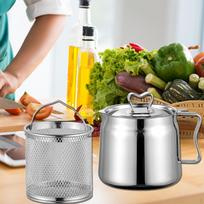 Deep Fryer Set Grease Can Milk Warmer Pot Oils Storage Stainless Steel Oil Filters for 1.5L
