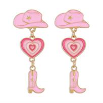 Fashion Accessories Western Cowboy Earrings Hat Love Cowboy Boots Dripping Multi-layer Earrings rožinė