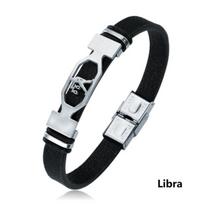 Boho 12 Zodiako ženklų nerūdijančio plieno odinės apyrankės vyrams ir moterims, kasdienės, prabangios, individualios apyrankės 21cm black