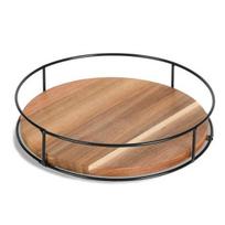 9 colių medinis „Lazy Susan“ patefonas su plieniniais šonais 360 laipsnių besisukanti spintelė sandėliukas virtuvė stalviršis šaldytuvas spintelė valgomojo stalo organizatorius 9inch