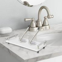 Bathroom Sink Organizer under Countertop Fast Drying Rack Counter Tray Silver handle gray