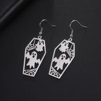 Halloween Ghost Face Earrings Drop Earrings Stainless Steel Ghostface Earring Ghost Spider Web Halloween Party Jewelry Gift black