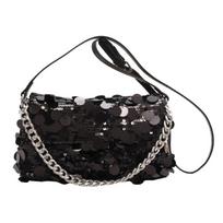 Blizgučiai Crossbody Krepšiai Moterų mados Dirbtinės krokodilo odos pečių blizgučių krepšys reguliuojamas dirželis, laisvalaikio retro rankinė rankinė juoda