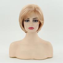 Sintetinių plaukų trumpa, sluoksniuota peruka su kirpčiukais, banguota, šviesi, ruda, raudona, rožinė, balta peruka moterims, kasdieniam, vakarėlio, Cosplay naudojimui, karščiui atsparus pluoštas šviesi