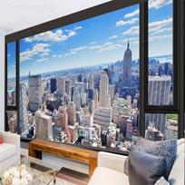 Miesto Peizažas 3D Sienos Paveikslas Fototapetai Svetainė Biuras Fonas Freska 3D Stereo Tapetai 200 cm(W) x 140 cm(H) gray