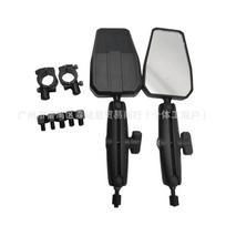 Foldable Adventure ADV Motorcycle Rearview Mirror for Off-road Vehicles 6006 Black w/ White Glass