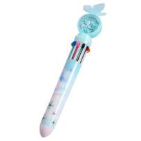 Ballpoint Pen Sturdy Construction Anti-deform Plastic 10 In 1 Retractable Ballpoint Pen School Supplies for Children žalsvai mėlyna