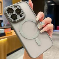 ExquisiteApplicable To Iphone16promax Magnetic Mobile Phone Case 15 Semi-transparent 14pro Matte 13 Advanced Sense 12p Fine Hole 11 Apple 11Pro max black