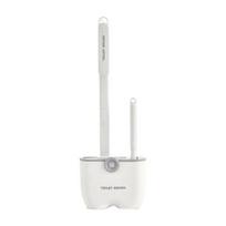1 Set Toilet Scrubber Hard Textured Detachable Silicone Wall Mounted Drain Base Included Toilet Cleaning Brush Daily Use pilka