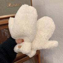 Mielos Bear Claw Baltos Pirštinės Pliušinės Sutirštintos Žiemos Sušildykite Studentai Šaltai Vėjo neperšlampamos Kumštinės pirštinės Kabantys Ant Kaklo Moteris balta