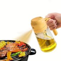 Nešiojamas aliejaus purkštuvas ir dozatorius 2 viename buteliuko purškimo aliejaus dozatorius Aliejaus stiklainis Cruet BBQ Virtuvė Kepimas Skrudinimas Piknikas Virtuvės įrankis geltona