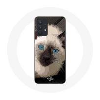 Maniako dėklas Samsung Galaxy A32 4G Juodai baltai Siamo katei mėlynomis akimis