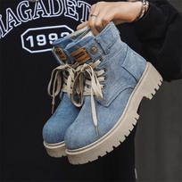 Men Boots  Autumn British Cowboy Boots High Top Retro Platform Comfort Anti Slip Thick Sole Lace Up Sports Motorcycle Boots 39 gray