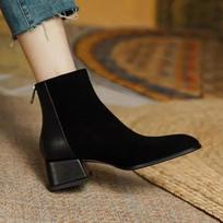 Rudens žiemos moteriški batai kvadratiniu pirštu storu kulnu moteriški batai aulinukai moterims žiemos platforminiai zomšiniai batai Zapatos 36 brown