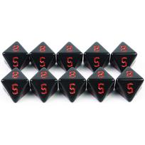 Acrylic Dice D8 Polyhedral DND Rpg Magic Gathering Role Playing Table Games Dice, 10pcs Opaque Dices raudona
