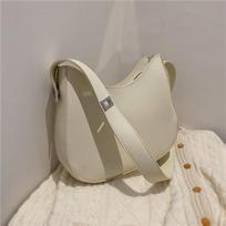 Įprastas pažastų krepšys moterims, tekstūros PU odinis „Half-moon Crossbody“ krepšys Prabangi „Messenger“ senovinė rankinė beige