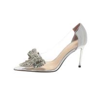 2024 Sexy Transparent Pumps Rhinestone Butterfl-knot Pointed Toe Pumps Wedding High Heels Spring Summer Shoes 34
