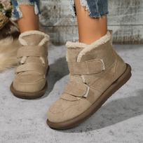 fashion Hook Loop Plush Warm Snow Boots Women Winter 2024 New Comfortable Flat Platform Ankle Boots Woman Soft Sole Casual Cotton Shoes 35 chaki