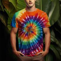 Vasarinis porų spalvingas vaivorykštės tie-dye 3D spausdinimo marškinėlis Individualus pritaikymas Aukštos kokybės sportinis laisvalaikio trumpomis rankovėmis L blue