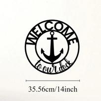 Welcome to Our Dock Metal Wall Sign – Elegant Home Décor Accent, Decorative Iron Art Stylish Wall Decoration for Nautical Themes 14in juoda