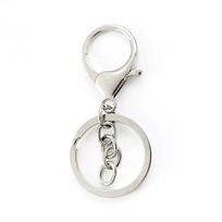 Lobster Clasp Keychain Set: 3-Piece Zinc Alloy Spring Hook with Dog Buckle & Flat Ring Keychain 3-piece Set (with Split Ring) white