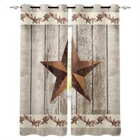 Farm Vintage Pentagram Wood Rustic Blackout Curtains For Living Room Bedroom Printed Window Treatment Drapes Home Decor W135 x H60cm